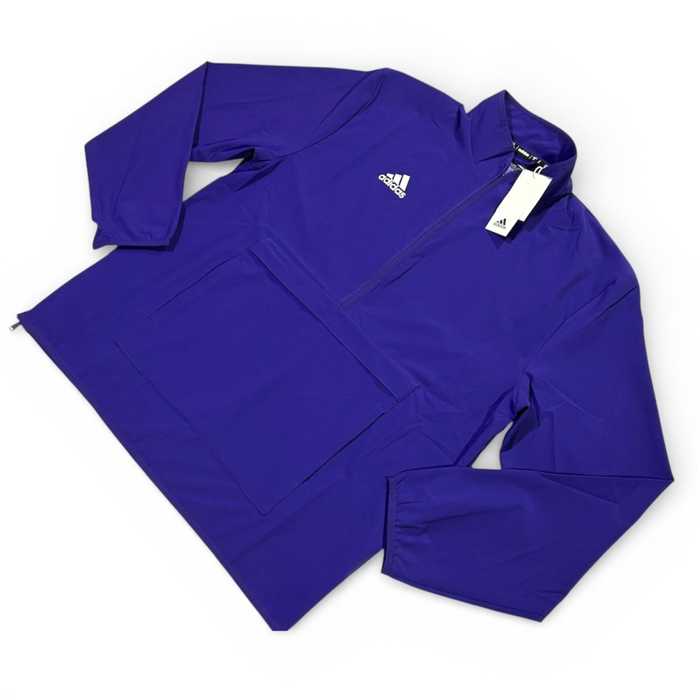Adidas Men's Coach Long Sleeve 1/4 Zip Top Jacket IW2423 purple size M NEW